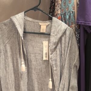 Westbound Navy and White Striped Cardigan
